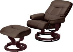 Collection - Santos - Leather Eff - Recliner Chair/Footstool -Choc